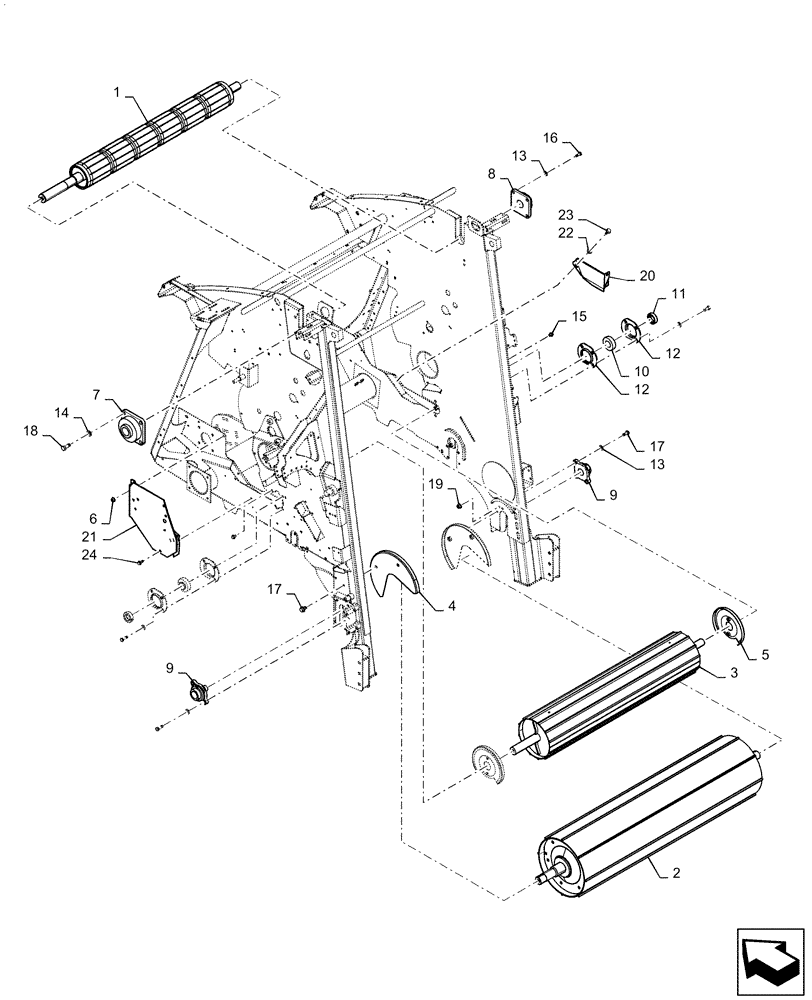 Схема запчастей Case IH RB465 - (62.140.AC[07]) - FRAME ROLLS, UNDERSHOT ROTOR (62) - PRESSING - BALE FORMATION