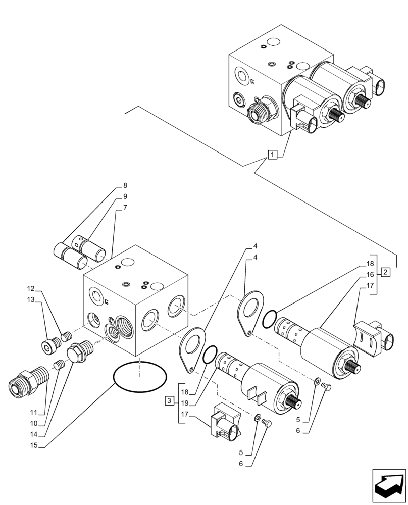 Схема запчастей Case IH PUMA 185 CVT - (25.122.AL[04]) - VAR - 758048, 758049 - FRONT AXLE, SUSPENDED, CONTROL VALVE, COMPONENTS, CVT (25) - FRONT AXLE SYSTEM