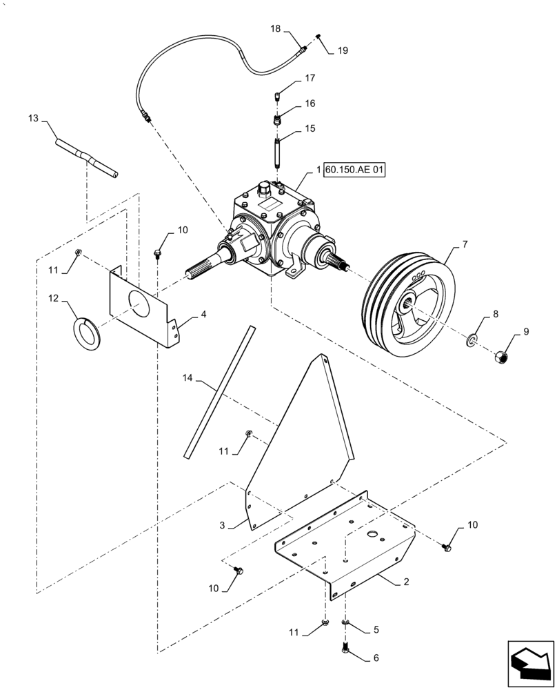 Схема запчастей Case IH AF4088 - (60.150.AU[01]) - GEARBOX ASSY, FEEDER DRIVE (60) - PRODUCT FEEDING