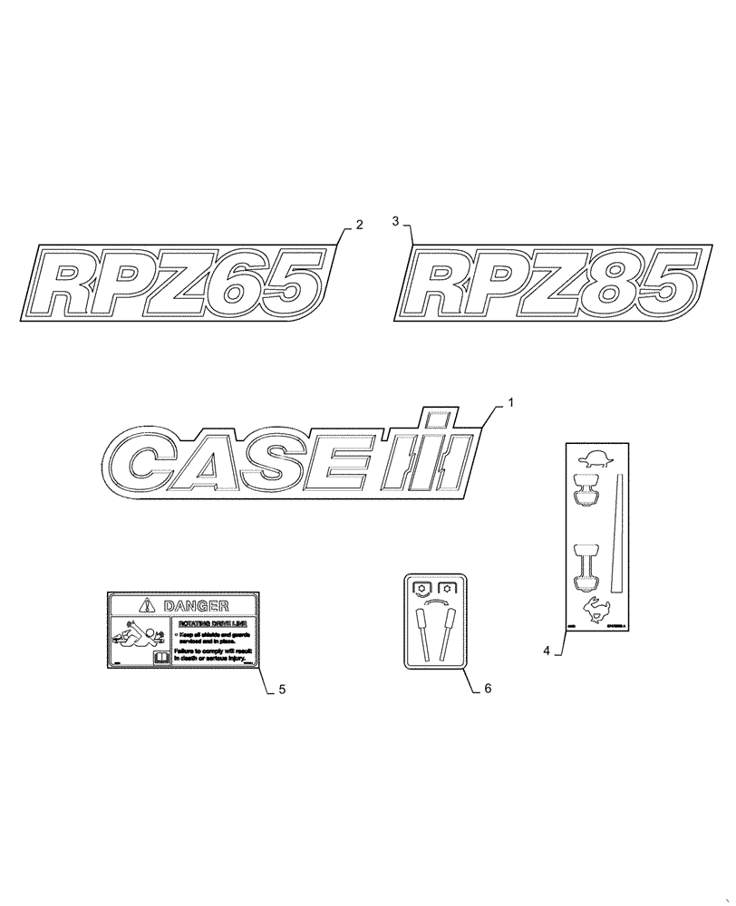 Схема запчастей Case IH RPZ85 - (90.108.AB[01]) - DECALS (90) - PLATFORM, CAB, BODYWORK AND DECALS