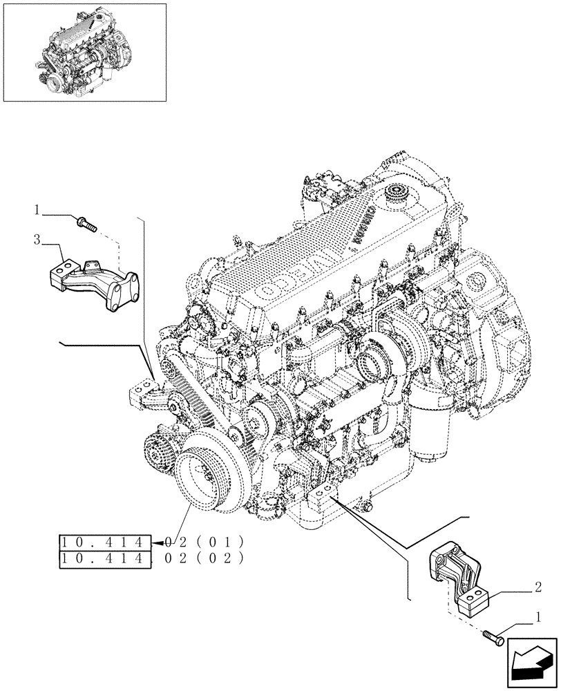 Схема запчастей Case IH 7120 - (10.012.01[01]) - ENGINE SUSPENSION - 7120/7120(LA) (10) - ENGINE