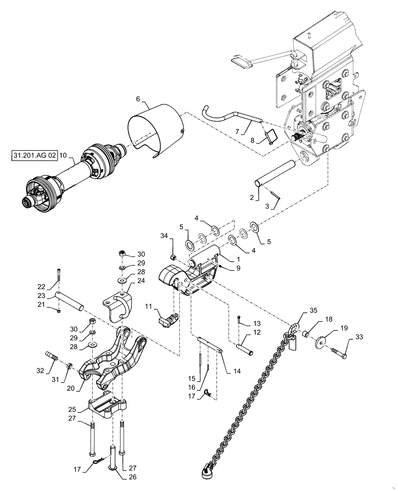 Схема запчастей Case IH DC133 - (39.110.AM[04]) - HITCH, DRAWBAR ASSY (39) - FRAMES AND BALLASTING