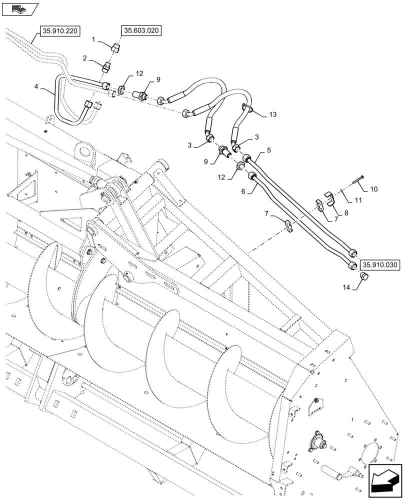 Схема запчастей Case IH 4412F-30 - (35.910.210) - HYDRAULIC SIDE DIVIDERS DRIVE, LH & RH (35) - HYDRAULIC SYSTEMS