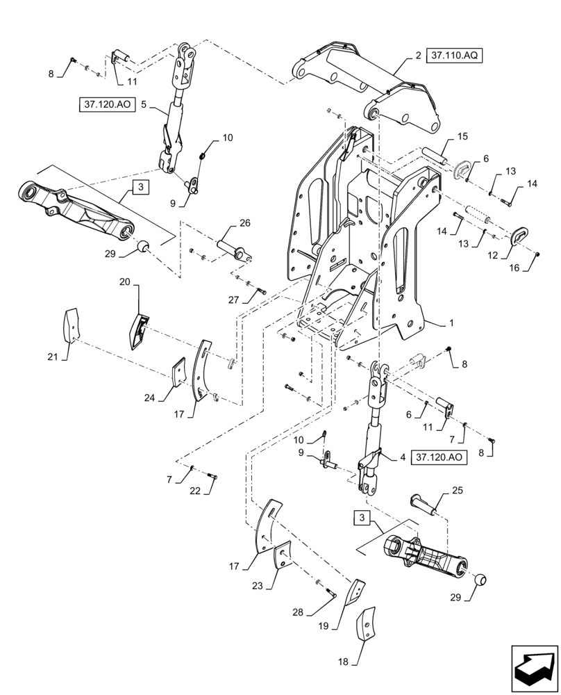 Схема запчастей Case IH QUADTRAC 470 - (37.110.AC[03]) - 3 POINT HITCH (37) - HITCHES, DRAWBARS & IMPLEMENT COUPLINGS