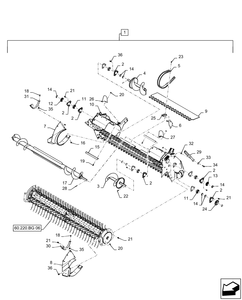 Схема запчастей Case IH RB455 - (60.220.BD[06]) - VAR - 726989 - 1.8M ROTOR PICKUP ASSEMBLY (60) - PRODUCT FEEDING