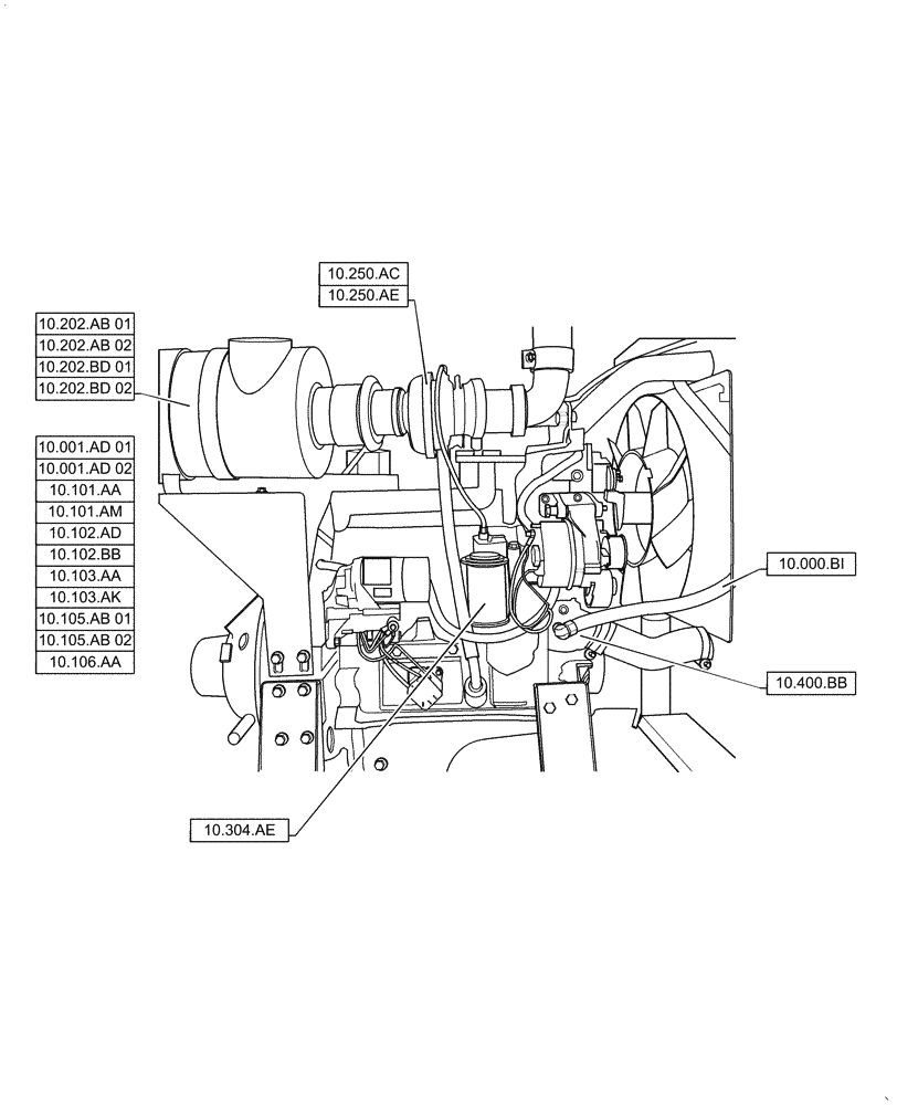 Схема запчастей Case IH RPZ85 - (10.000.00[02]) - SECTION INDEX - ENGINE (10) - ENGINE