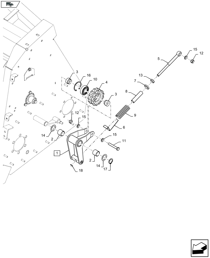 Схема запчастей Case IH 4408F-30 - (58.224.450) - HEADER DRIVE IDLER, LH & RH (58) - ATTACHMENTS/HEADERS