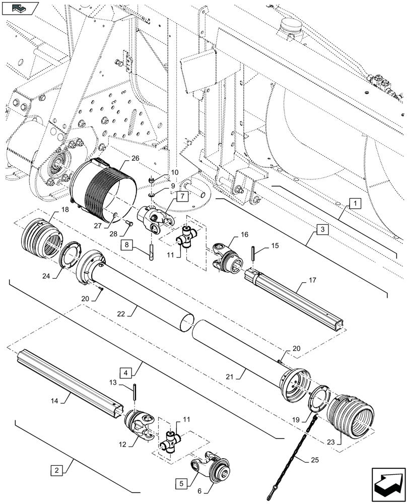 Схема запчастей Case IH 4412F-30 - (58.100.260) - POWER TAKE-OFF FOR 6 TOOTH SPLINE - C697 (58) - ATTACHMENTS/HEADERS