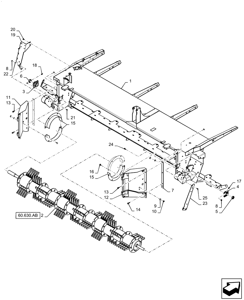 Схема запчастей Case IH DC163 - (58.130.AD[05]) - HEADER, ASSY, FLAIL (58) - ATTACHMENTS/HEADERS