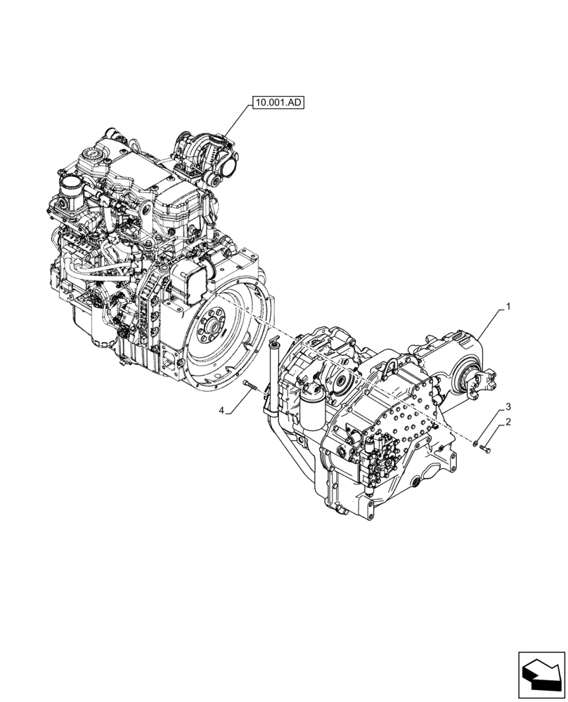 Схема запчастей Case IH FARMLIFT 735 - (21.113.AD[01]) - TRANSMISSION, POWERSHIFT (21) - TRANSMISSION