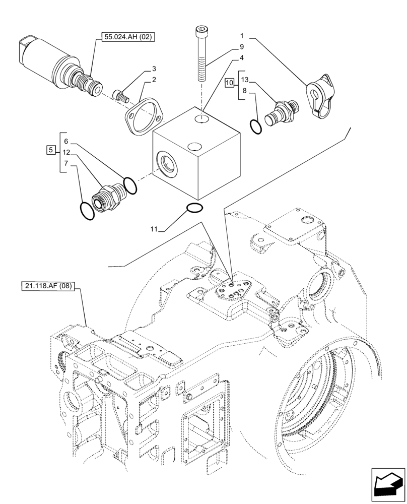 Схема запчастей Case IH PUMA 200 - (21.135.AQ[04]) - VAR - 337428, 337429, 337430, 337431, 337432, 758018, 758019, 758020, 758021 - TRANSMISSION 19X6, SAFETY VALVE, POWERSHIFT (21) - TRANSMISSION