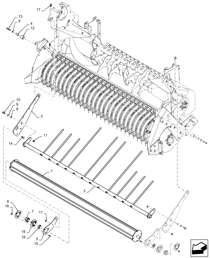 Схема запчастей Case IH RB465 - (60.220.CC[03]) - VAR - 726819 - 1.8M ROLLER WINDGUARD, OVERSHOT FEEDER (60) - PRODUCT FEEDING