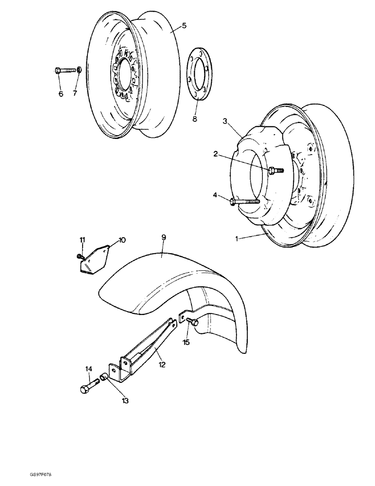 Схема запчастей Case IH 885 - (9-16) - FRONT WHEELS, BALLAST WEIGHTS AND FRONT FENDERS (09) - CHASSIS/ATTACHMENTS