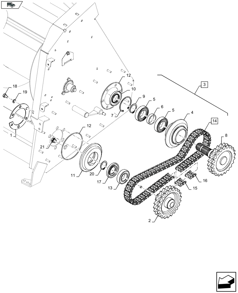 Схема запчастей Case IH 4408F-30 - (58.224.440) - HEADER DRIVE CHAIN AND SPROCKETS, LH & RH (58) - ATTACHMENTS/HEADERS