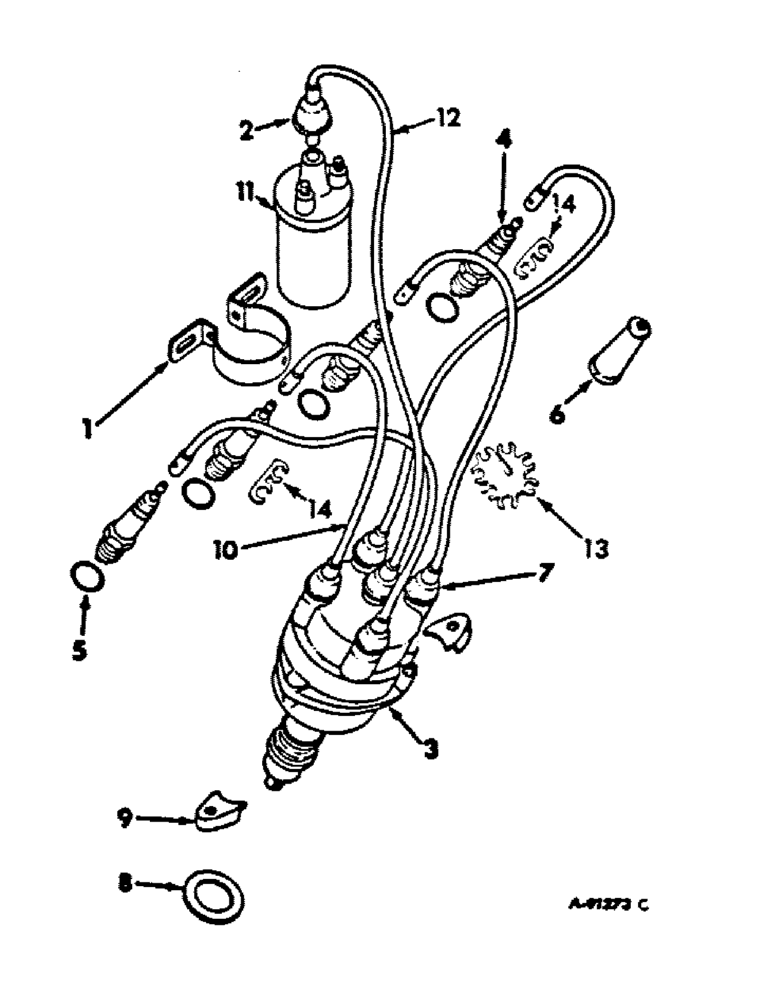 Схема запчастей Case IH C-175 - (F-22) - SPARK PLUGS, COIL, CABLES AND DISTRIBUTOR 