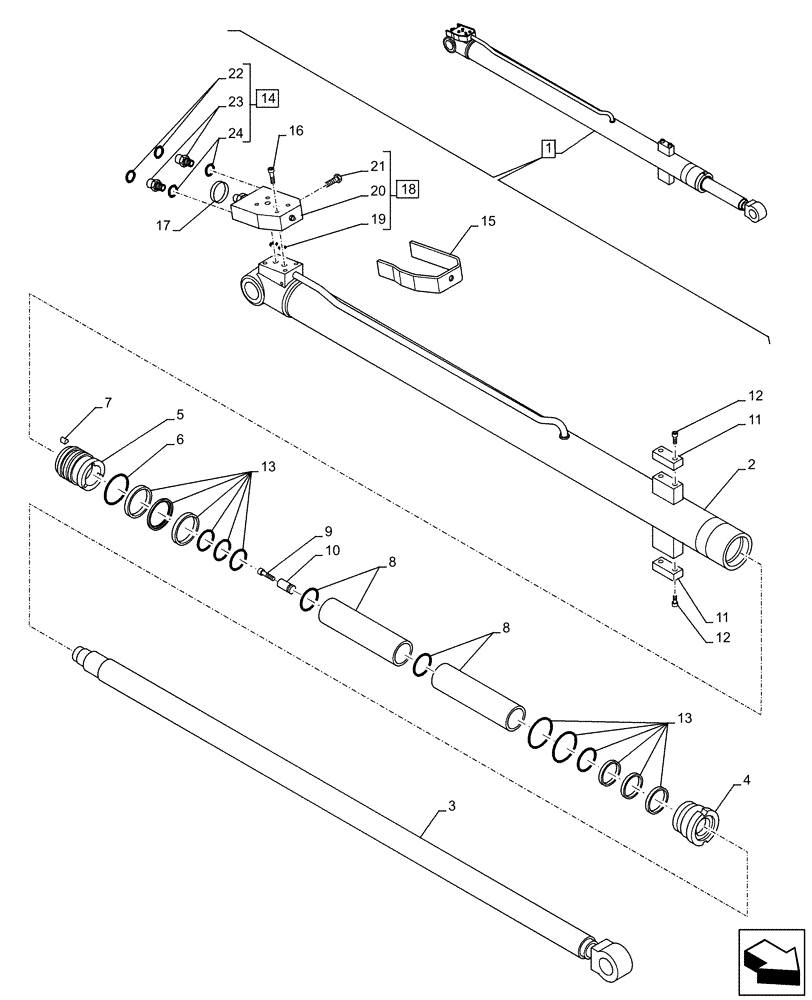 Схема запчастей Case IH FARMLIFT 632 - (35.740.AE[02]) - BOOM CYLINDER, COMPONENTS (6M) (35) - HYDRAULIC SYSTEMS