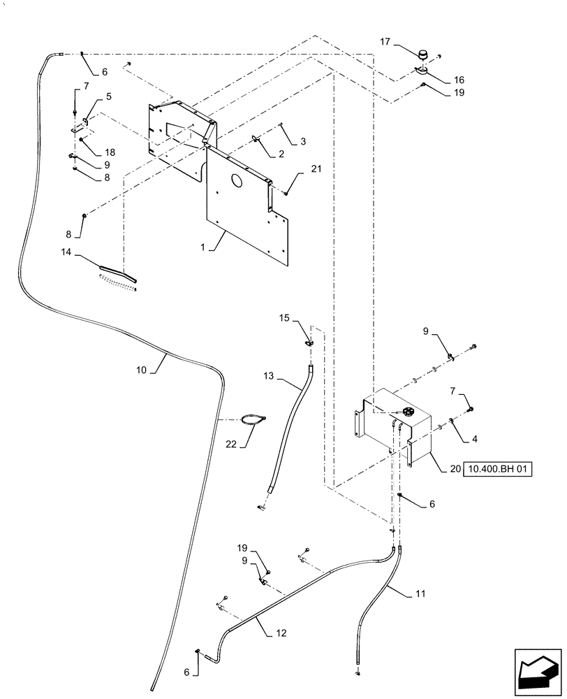 Схема запчастей Case IH AF4077 - (10.400.BH[02]) - BRACKET, DEAERATION SYSTEM (10) - ENGINE