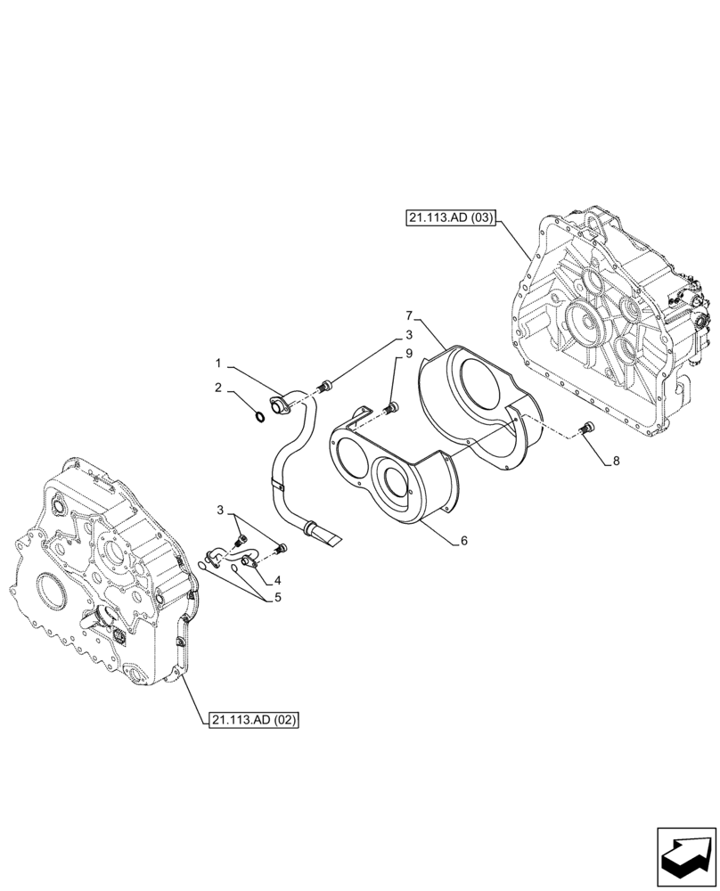 Схема запчастей Case IH FARMLIFT 935 - (21.155.AH[01]) - TRANSMISSION, POWERSHIFT, INTERNAL COMPONENTS, FRONT (21) - TRANSMISSION