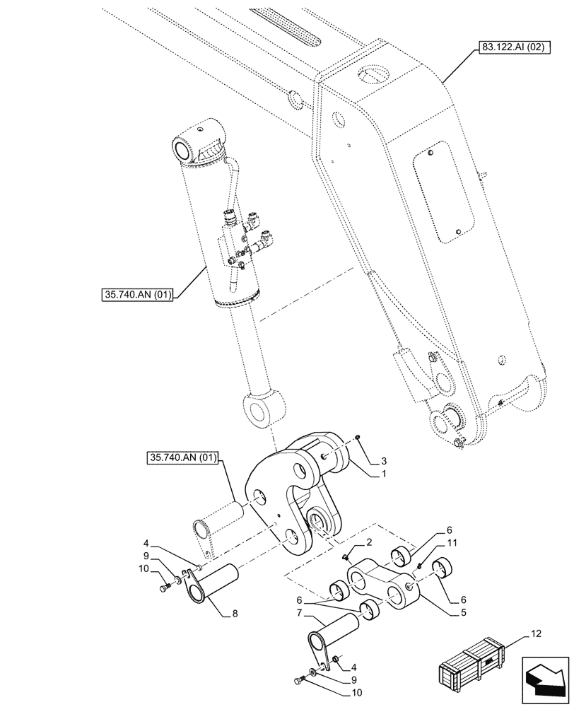 Схема запчастей Case IH FARMLIFT 742 - (83.122.AI[03]) - BOOM, LINKAGE (6 - 7M) (83) - TELESCOPIC SINGLE ARM