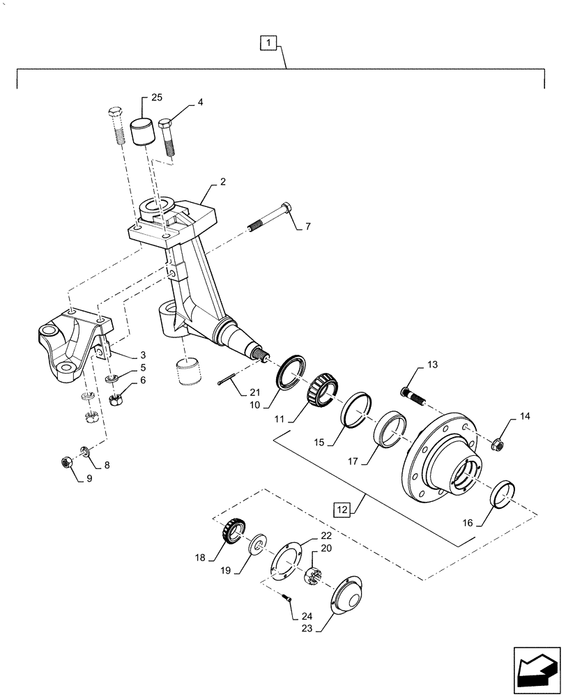 Схема запчастей Case IH AF4077 - (27.550.AJ[02]) - STEERING KNUCKLE, HUB, REAR AXLE, RH (27) - REAR AXLE SYSTEM