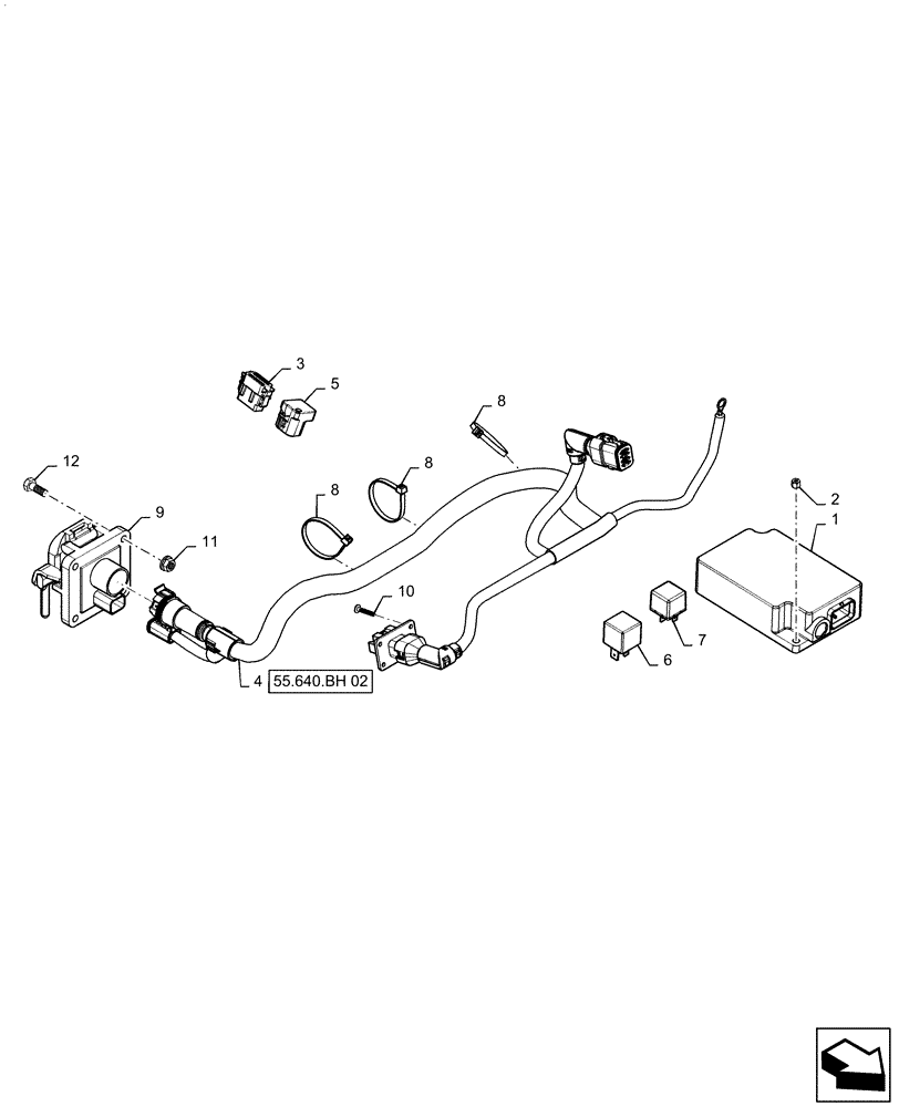 Схема запчастей Case IH MAGNUM 280 - (55.640.BH[01]) - ISO BUS COMPONENTS (55) - ELECTRICAL SYSTEMS