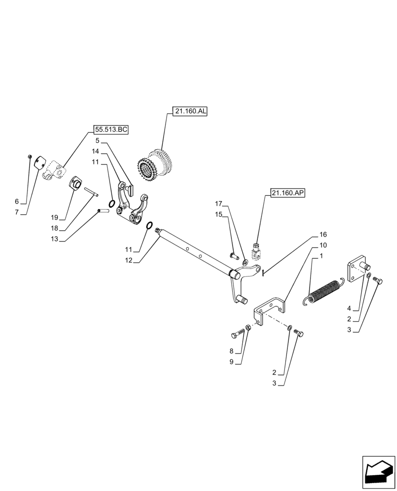 Схема запчастей Case IH PUMA 220 - (21.160.AK) - VAR - 337428, 337430, 337432, 758017, 758019, 758021 - CREEPER, CONTROL LEVER (21) - TRANSMISSION