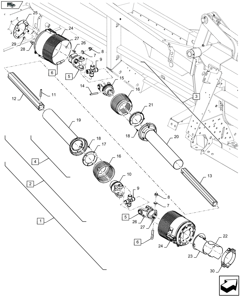 Схема запчастей Case IH 4412F-30 - (58.224.480) - HEADER DRIVE JACKSHAFT (58) - ATTACHMENTS/HEADERS