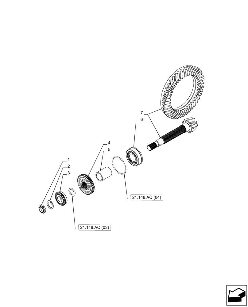 Схема запчастей Case IH PUMA 220 - (21.148.AC[01]) - VAR - 337426, 337428, 391137, 758017 - CENTRAL REDUCTION GEAR, PINION SHAFT, POWERSHIFT (21) - TRANSMISSION