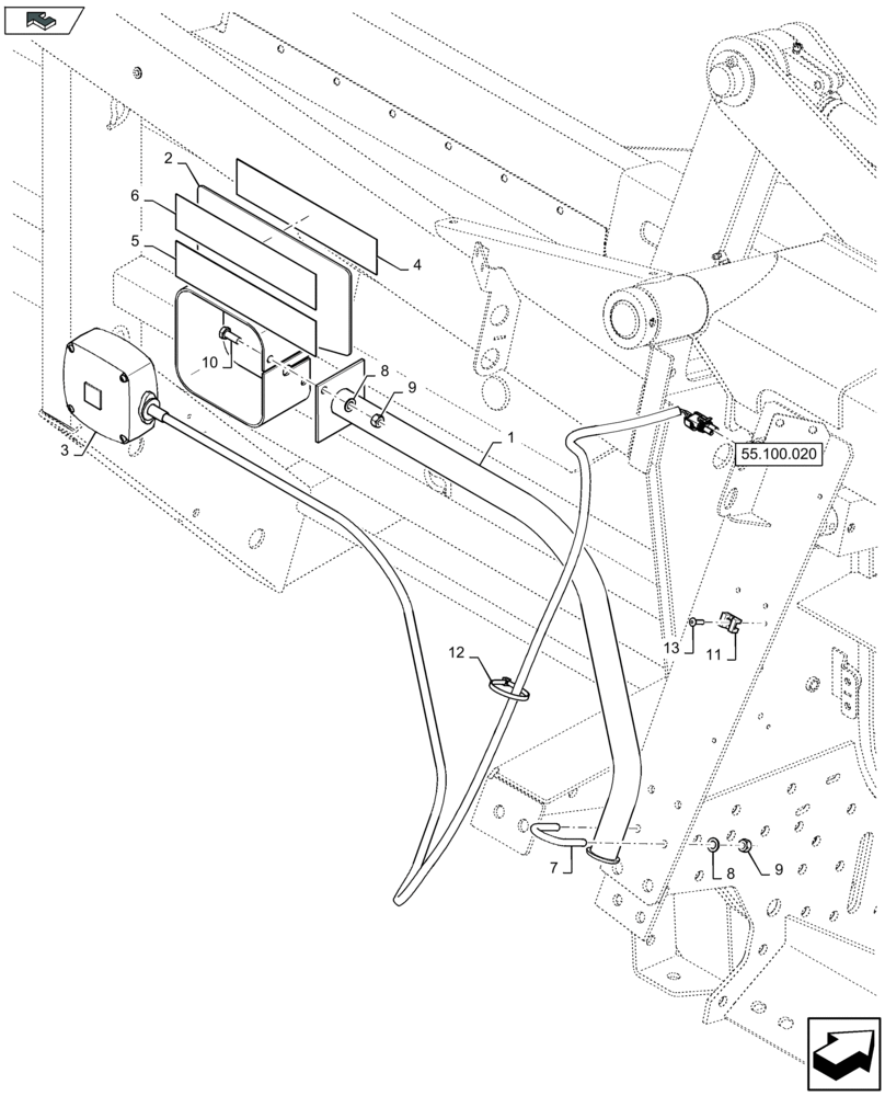 Схема запчастей Case IH 4408F-30 - (55.404.020) - ROAD LIGHTS, LH & RH (55) - ELECTRICAL SYSTEMS