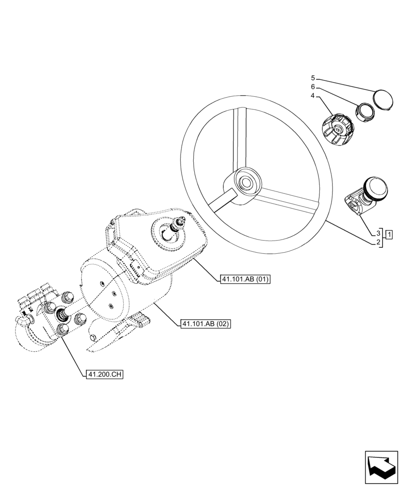 Схема запчастей Case IH FARMLIFT 742 - (41.101.AA) - STEERING WHEEL (41) - STEERING