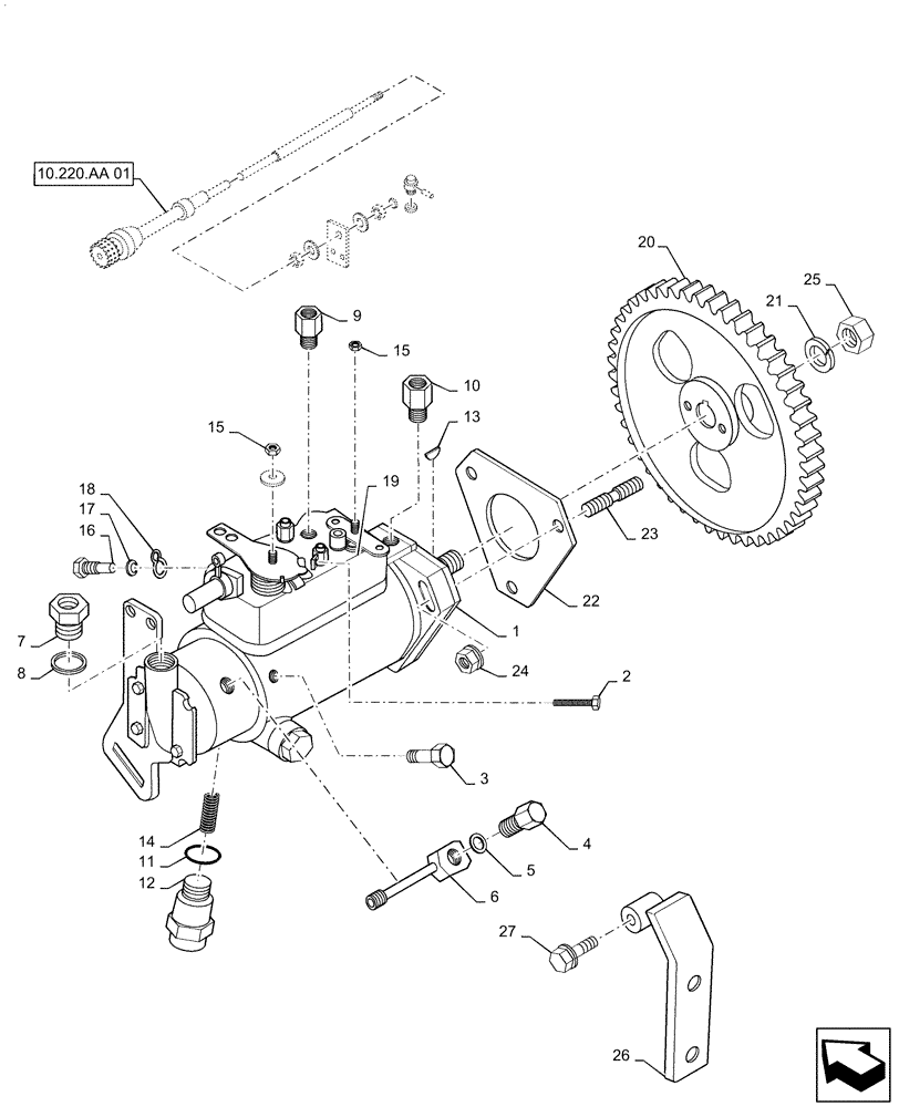 Схема запчастей Case IH RPZ65 - (10.218.AQ[01]) - FUEL INJECTION PUMP AND DRIVE (10) - ENGINE