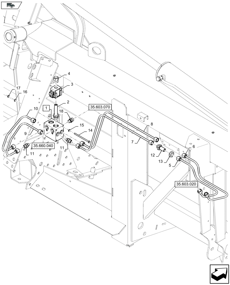 Схема запчастей Case IH 4408F-30 - (35.603.110) - DECK/STRIPPER PLATES HYDRAULIC VALVE (35) - HYDRAULIC SYSTEMS