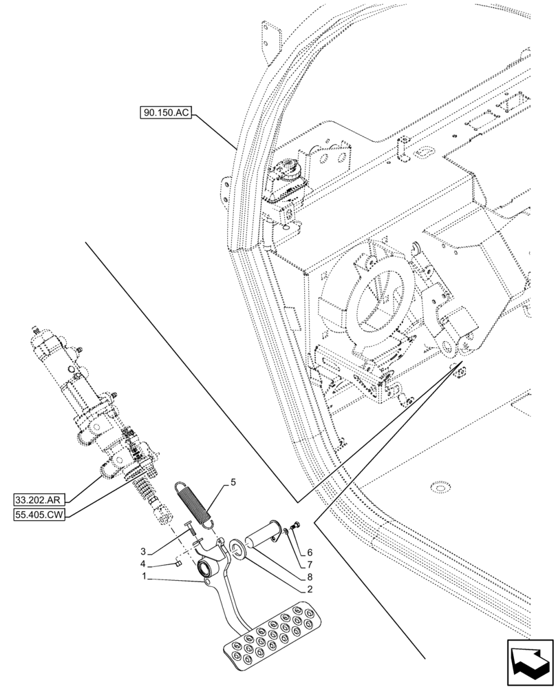 Схема запчастей Case IH FARMLIFT 742 - (33.202.BN) - BRAKE, PEDAL (33) - BRAKES & CONTROLS