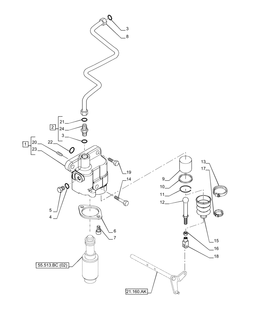 Схема запчастей Case IH PUMA 185 - (21.160.AP) - VAR - 337428, 337430, 337432, 758017, 758019, 758021 - CREEPER, CONTROL VALVE (21) - TRANSMISSION