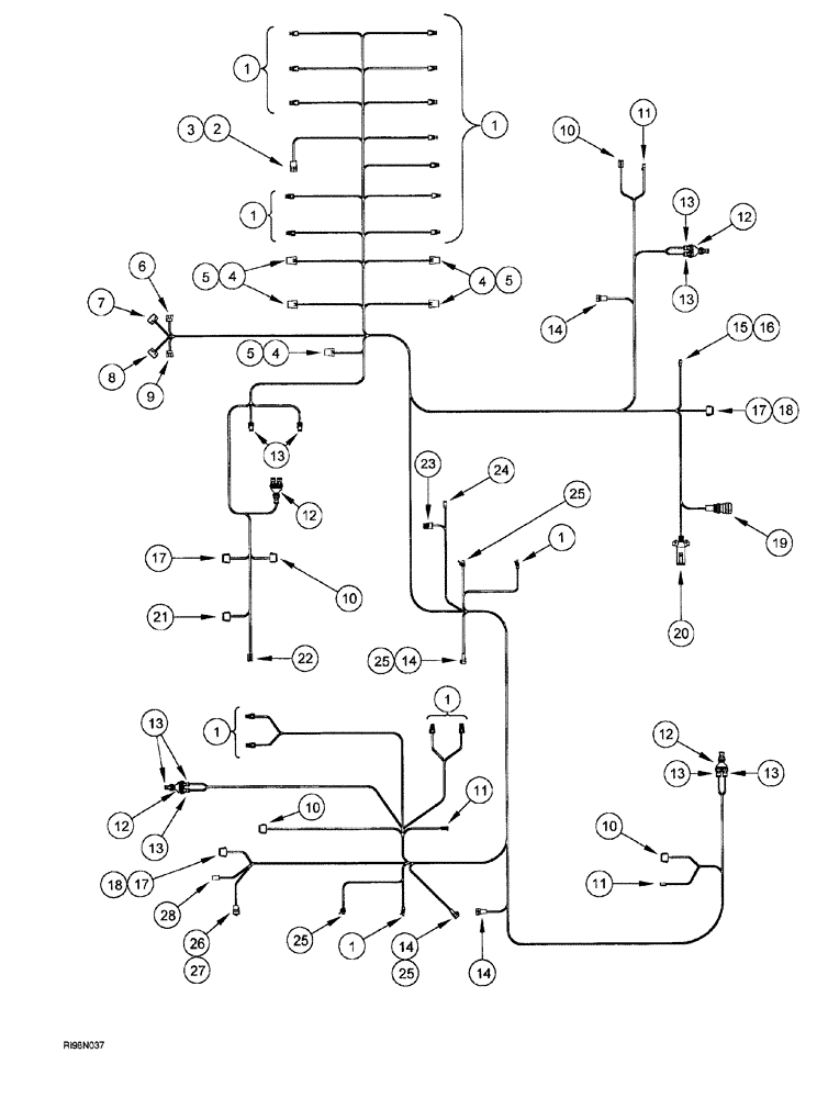 Схема запчастей Case IH AFS - (04-48) - HARNESS (955 TRAILING AFS PLANTER - 1999, 24 ROW NARROW) (55) - ELECTRICAL SYSTEMS