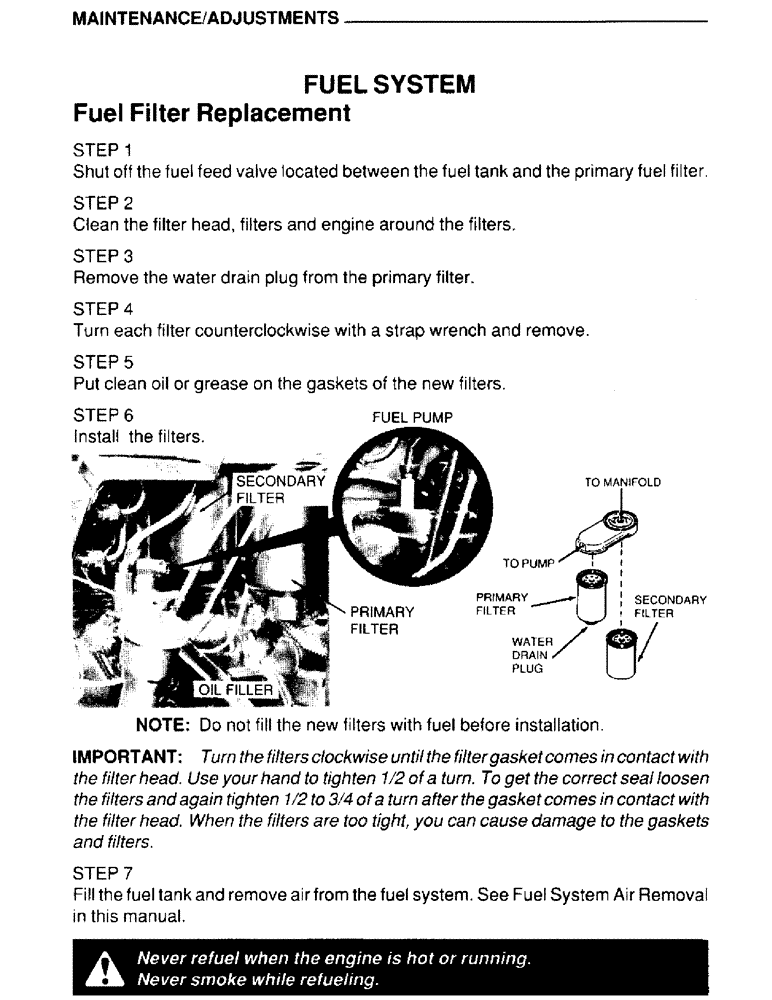 Схема запчастей Case IH 4390T - (034) - MAINTENANCE, ADJUSTMENTS, FUEL SYSTEM 