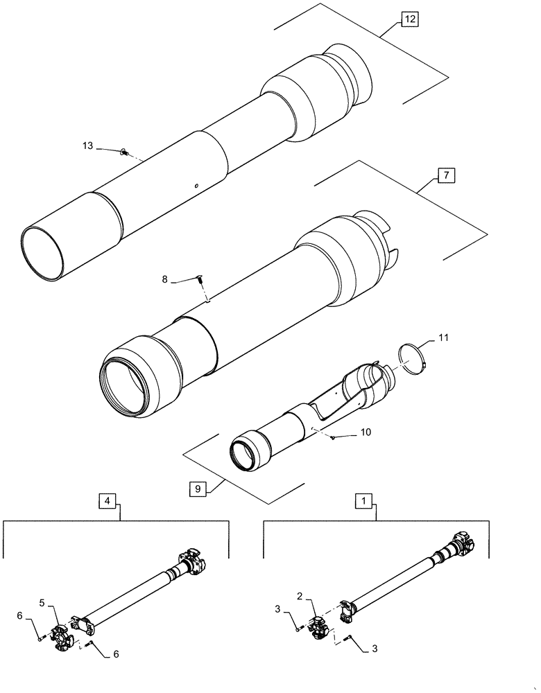 Схема запчастей Case IH MAGNUM 2654 - (23.314.AH[01]) - MFD DRIVE SHAFT ASSEMBLIES AND SHIELDS (23) - FOUR WHEEL DRIVE SYSTEM