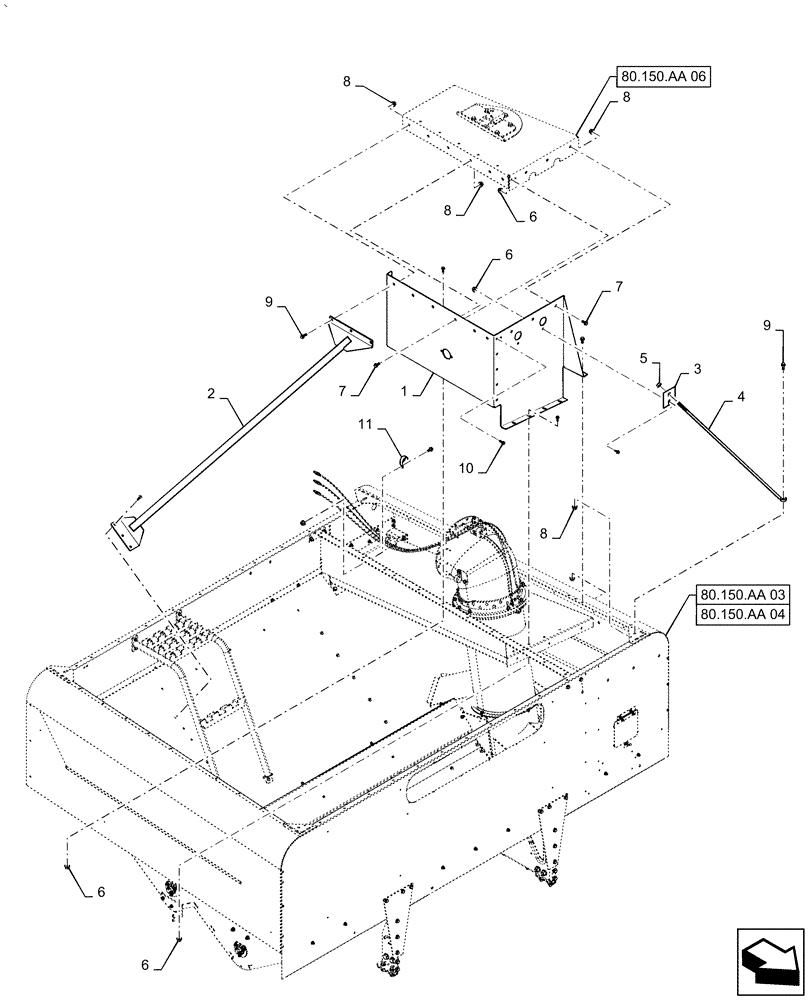 Схема запчастей Case IH AF4088 - (80.150.AA[02]) - GRAIN TANK ASSY (80) - CROP STORAGE/UNLOADING