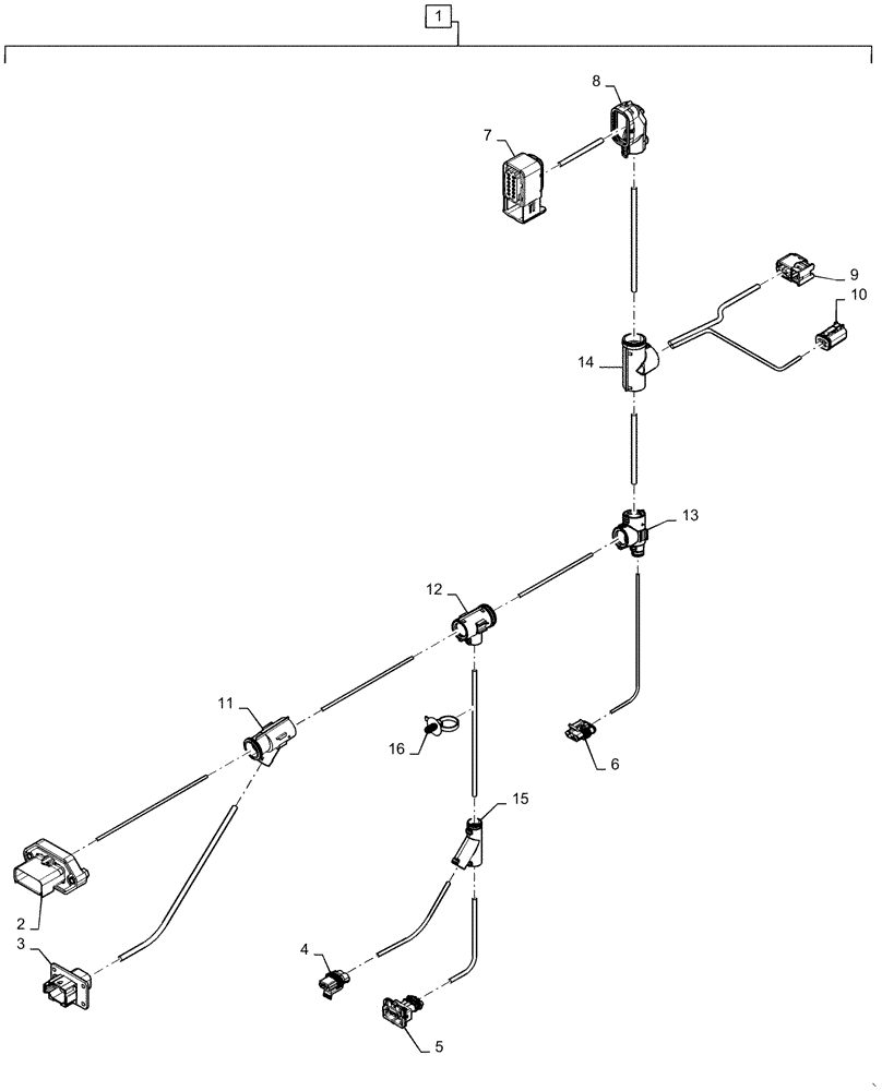 Схема запчастей Case IH MAGNUM 340 - (55.011.AB[03]) - WIRE HARNESS, TANK, LEFT SIDE PLATFORM (55) - ELECTRICAL SYSTEMS