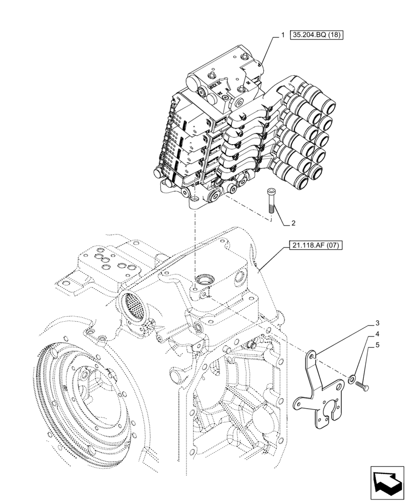 Схема запчастей Case IH PUMA 165 CVT - (35.204.BQ[17]) - VAR - 758061 - 5 REMOTE CONTROL VALVE (EHR) (35) - HYDRAULIC SYSTEMS