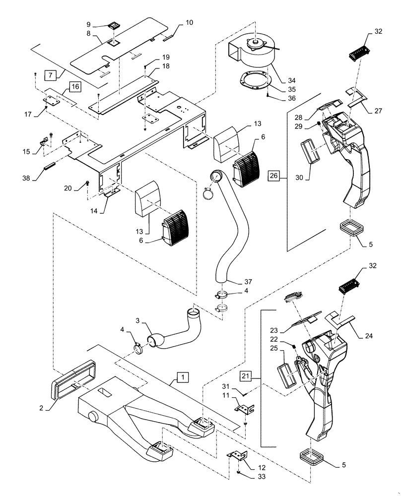 Схема запчастей Case IH PATRIOT 3240 - (50.104.AC[01]) - AIR DUCTS & HOSES ASSY (50) - CAB CLIMATE CONTROL