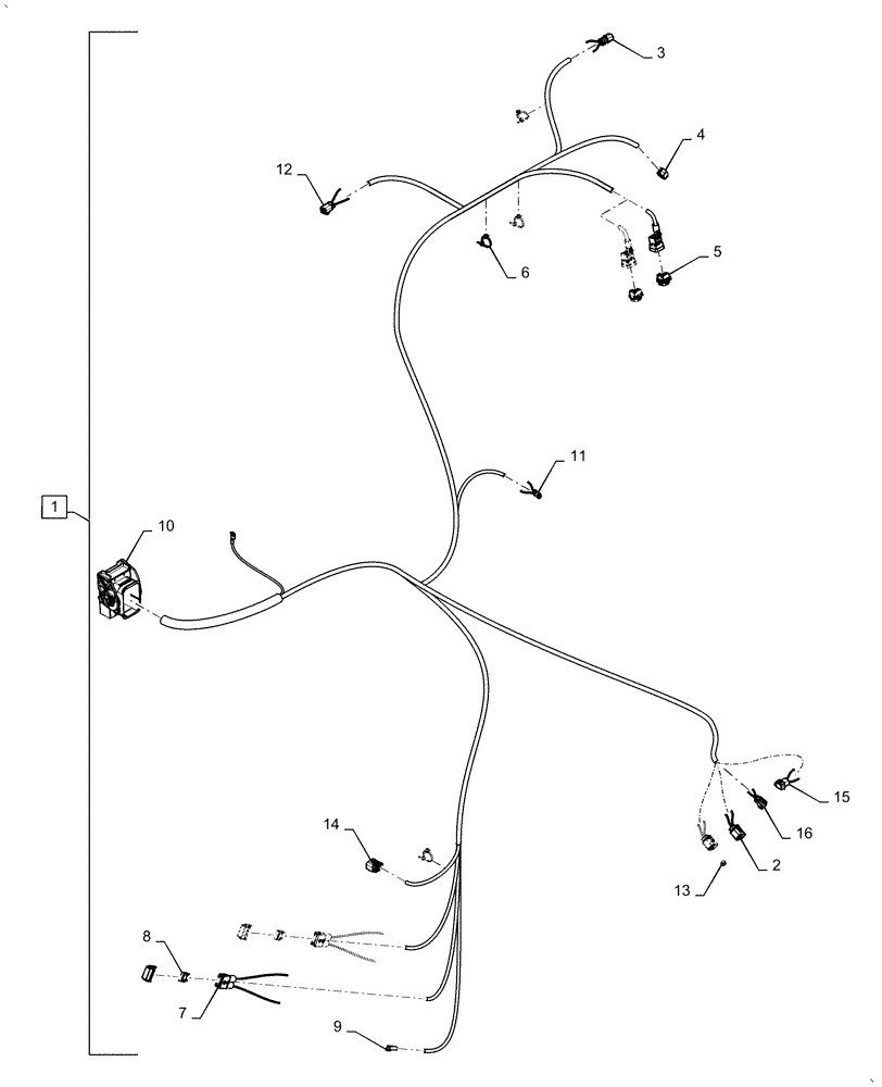 Схема запчастей Case IH AF4077 - (55.101.AC[03]) - HARNESS, WIRE, LH CHASSIS, USE FOR 2016 (55) - ELECTRICAL SYSTEMS