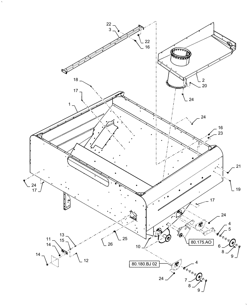 Схема запчастей Case IH AF4077 - (80.150.AA[04]) - GRAIN TANK ASSY (80) - CROP STORAGE/UNLOADING