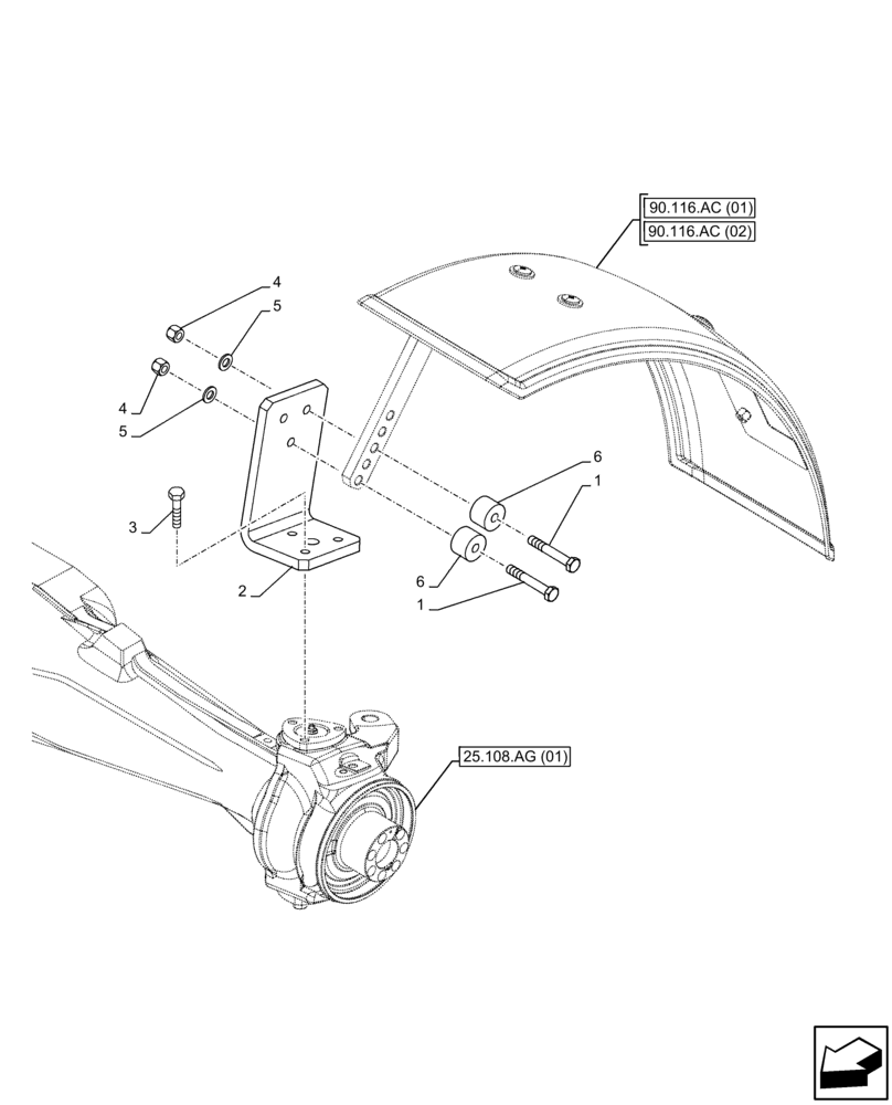 Схема запчастей Case IH FARMALL 115C - (90.116.BA[01]) - VAR - 744673 - FRONT FENDER, SUPPORT, NARROW, 4WD (90) - PLATFORM, CAB, BODYWORK AND DECALS