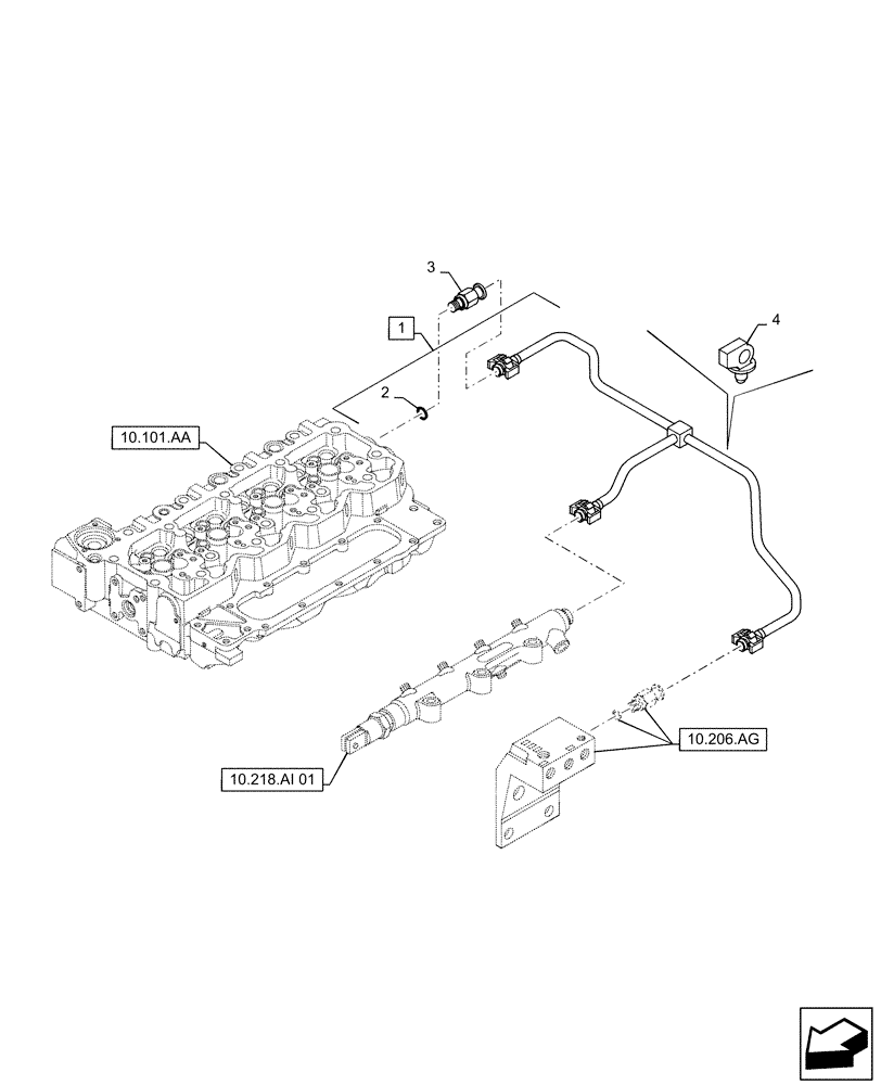 Схема запчастей Case IH 150A - (10.218.AI[02]) - FUEL INJECTOR RETURN LINE (10) - ENGINE