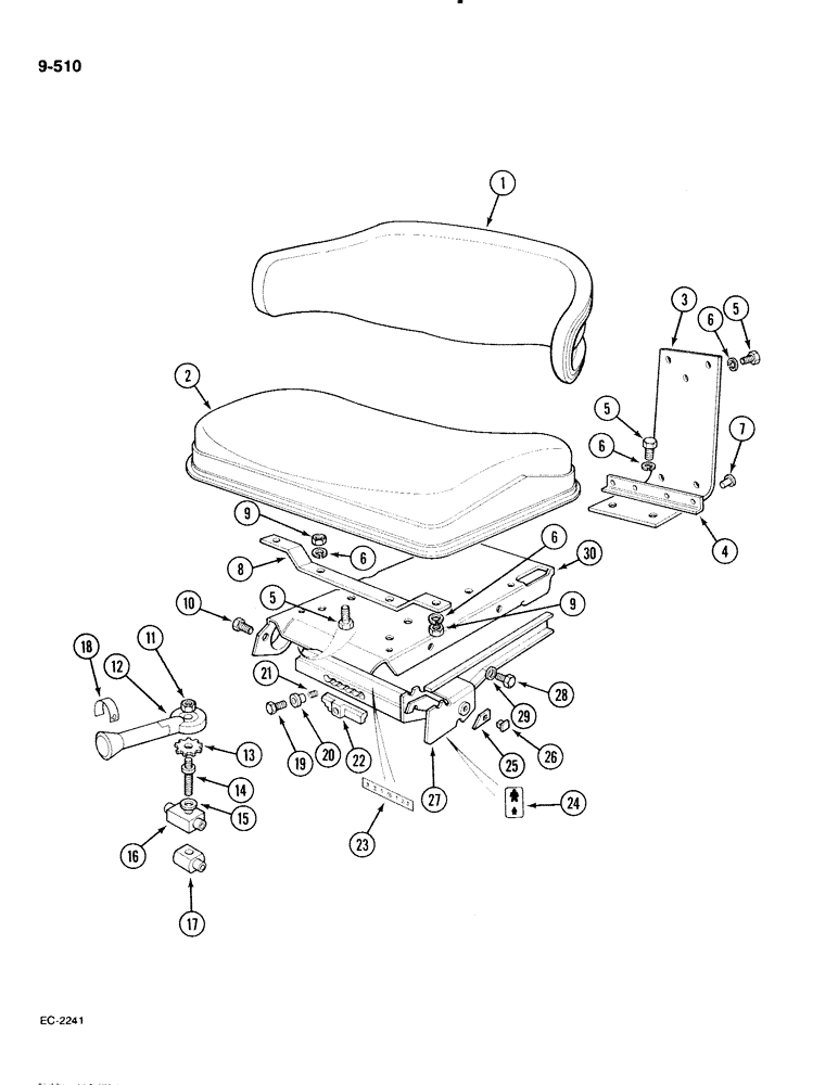 Схема запчастей Case IH 885 - (9-510) - SEAT, SUSPENSION, BOSTROM, PVC, WITHOUT CAB , WITH FORE AND AFT HEIGHT ADJUSTMENT (09) - CHASSIS/ATTACHMENTS