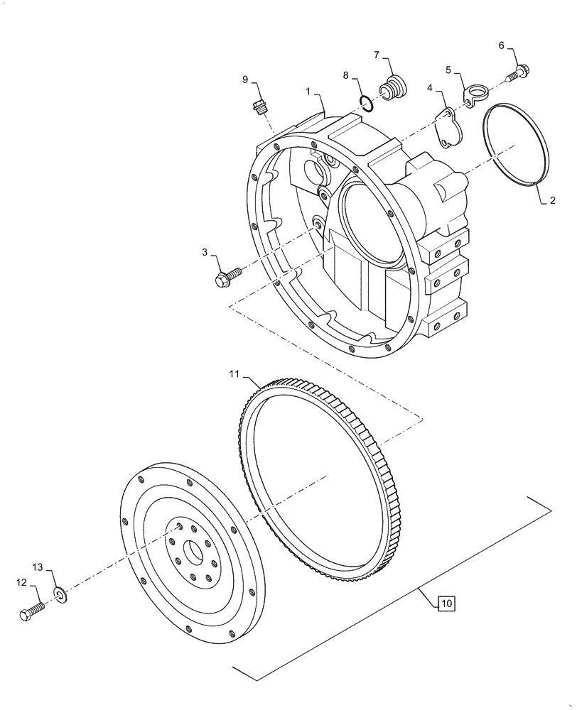 Схема запчастей Case IH RP135 - (10.103.AK) - FLYWHEEL & HOUSING (10) - ENGINE