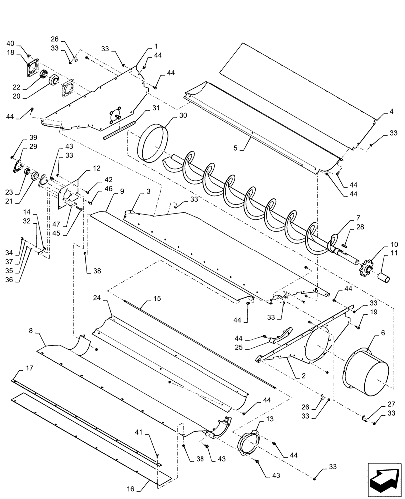 Схема запчастей Case IH 6140 - (74.125.AL) - TROUGH, AUGER, CLEAN GRAIN ELEVATOR (74) - CLEANING