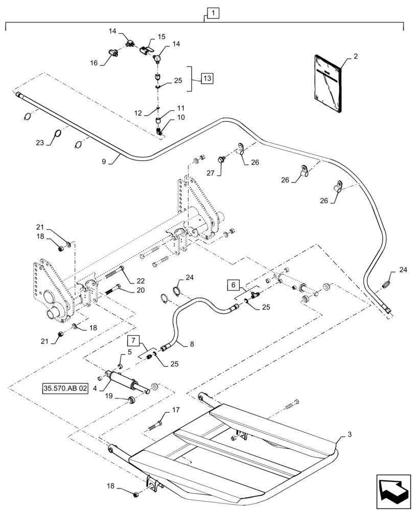 Схема запчастей Case IH RB465 - (88.100.70[03]) - DIA KIT, HYDRAULIC BALE RAMP (88) - ACCESSORIES