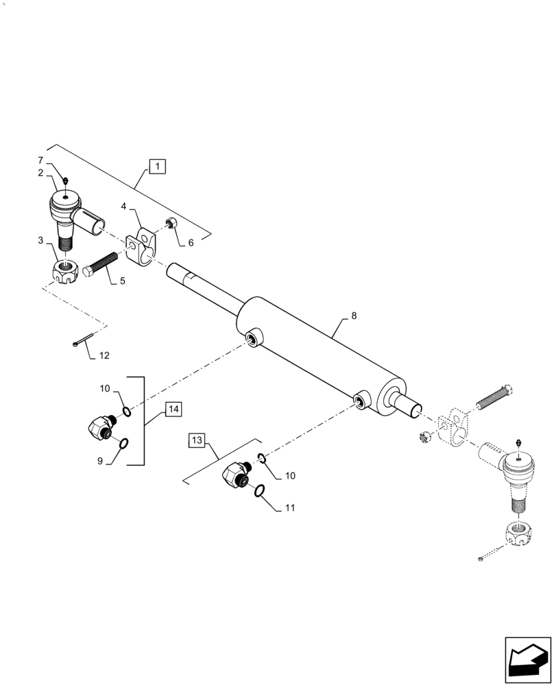 Схема запчастей Case IH AF4077 - (41.216.AO [01]) - STEERING CYLINDER, REAR AXLE, FIXED (41) - STEERING